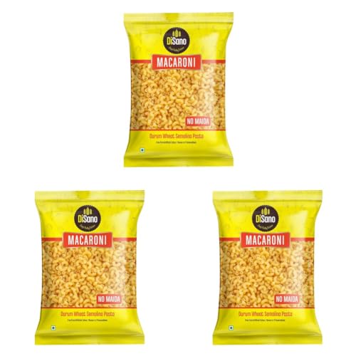 Image of DiSano Macaroni Pasta 850g, Healthy Pasta, Made with 100% Durum Wheat Semolina, 100% Suji, No Maida, Source of Protein & Fibre, Non-Sticky (Pack of 3)