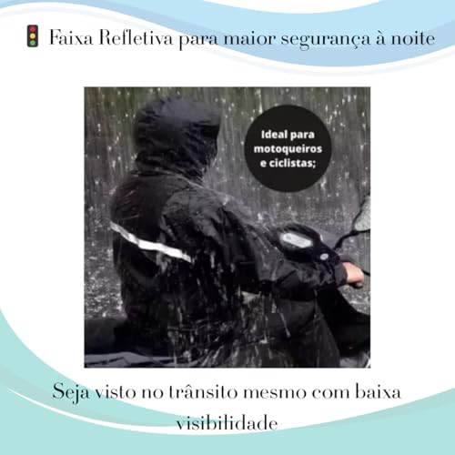 Conjunto Roupa de Chuva para Motociclista Tamanhos G – Impermeável com Capuz e Faixa Refletiva – Jaq