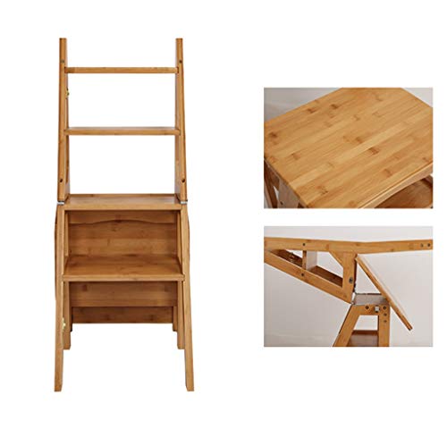 Taburete de peldaño plegable anticaídas con escalera de madera resistente para el hogar 6