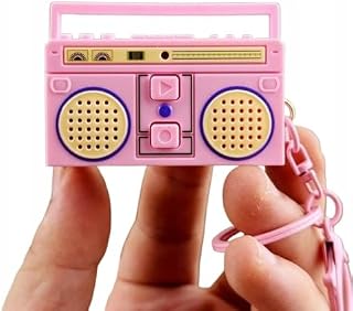 Retro Keyring with Recording Mini Vintage Radio TikTok Viral Pink