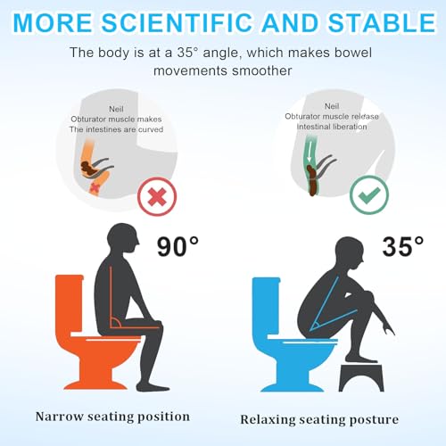 Hengrongshen Toilettenhocker, Grau Toilettenhocker Erwachsene Abnehmbar, Toilettenhocker Erwachsene rutschfest, Klohocker Bekämpft Hämorrhoiden, Verstopfung, Blähungen, Reizdarmsyndrom, Blähungen