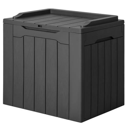 JUMMICO 31 Gallon Resin Deck Box Waterproof Outdoor Storage Boxes