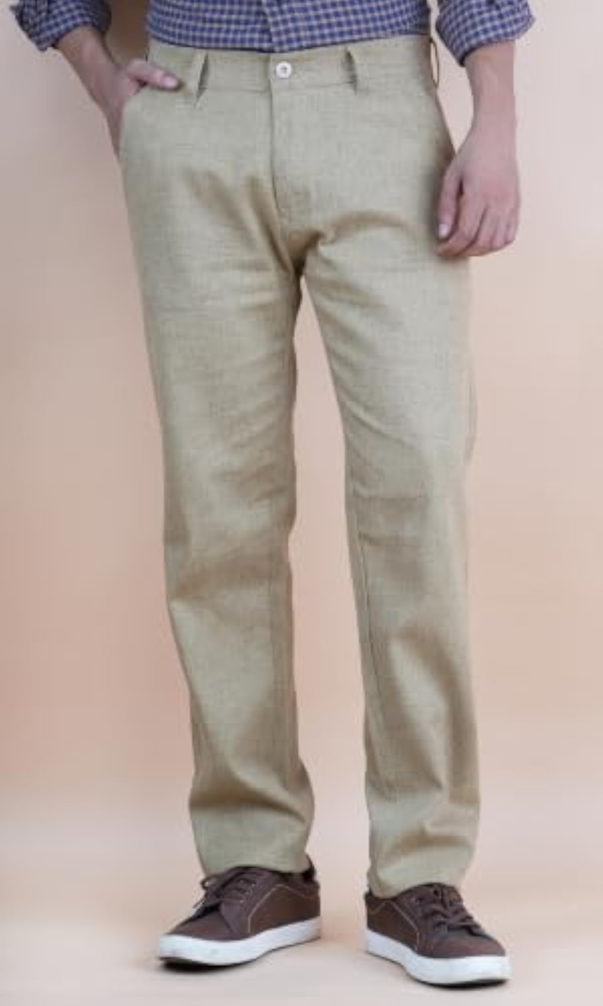 Printed Cotton Casual Trousers, Stretchable Lycra Fabric