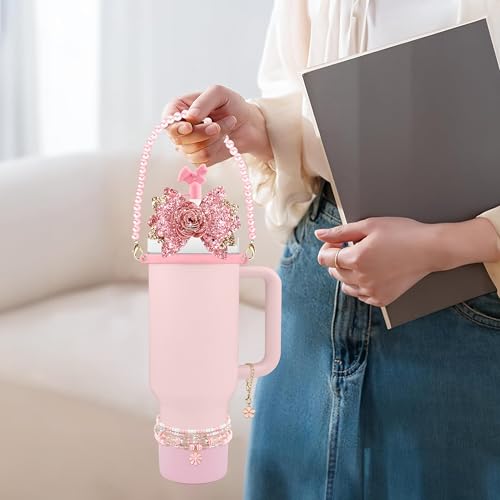 Hpebl 10PCS Flower Accessories for Stanley Cup 30 40oz Tumbler, Pink - image 4