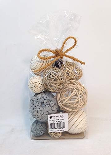 Floralcraft 12 Assorted Decoration Accent Balls in Bag Potpourri in White & Grey