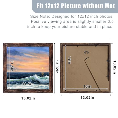 Image of LUCKYLIFE 12x12 Picture Frame Brown for Wall Mounting, 2 Pack