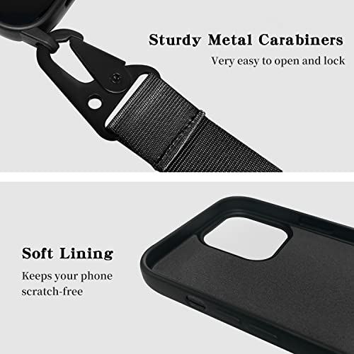 Image of Compatible with iPhone 14 Pro Max Case with Lanyard Crossbody iPhone Case with Strap Adjustable Shockproof Drop Protection Silicone Phone Cover for iPhone 14 Pro Max 6.7'' Black