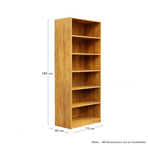 Image of Bniture 6 Tier Engineered Wood Open Book Shelf Wooden Bookshelf for Home, Kids Room & Study Room | Multipurpose Free Stand Corner Book Organizer for Library Room, Office | Giant Wood