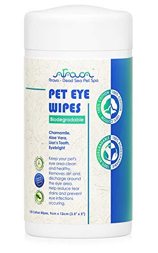 Arava Pet Eye Wipes - for Dogs Cats Puppies & Kittens - 100 Count – Natural - 100% Biodegradable - Removes Dirt Crust and Discharge - Prevents Tear Stain Infections & Irritations - Soft & Gentle