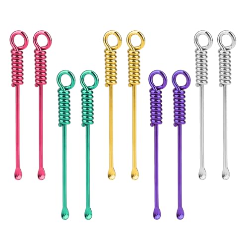 Jeffdad 10Pcs Alloy Mini Spoon Shovel Tableware Charm Multicolor Tiny Metal Spoon Kitchen Pendant Tiny Shovel for Necklace Mini Keychain