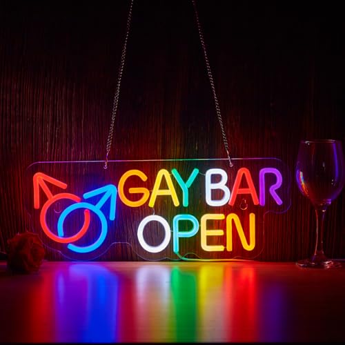 Image of Gay Bar Open Neon Sign for Funny Wall Decor Dimmable LED Neon Light USB Powered Neon Art Signs Decor