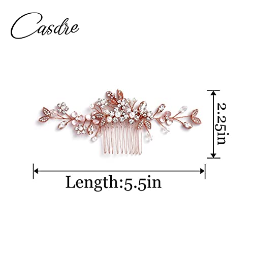 Casdre Crystal Bride Wedding Hair Comb Rhinestone Bridal Hair Piece Flower Hair Accessories For Women And Girls (A Rose Gold) #TOP6