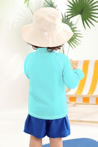 Image of BesserBay Baby Toddler Kids Rashguard Top UPF 50+ Long Sleeve Swim Shirt Zip Up Thumb Holes UV Jacket 12 Months-6 Years