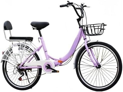 Bicicleta plegable urbana que evita robos y tráfico ruedas 24 pulgadas acero color morado
