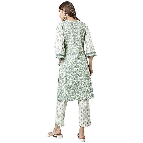 Image of FIORRA Womens Cotton Printed Kurta Pant Set