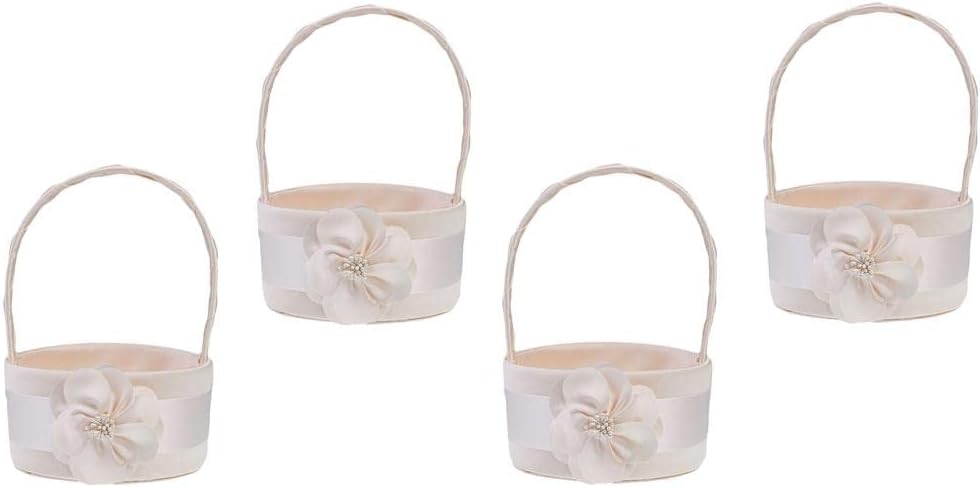 4X Champagne Silk Flower Baskets Universal Ceremonial Articles