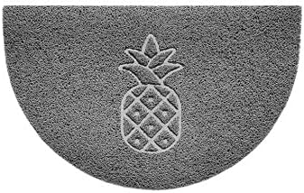 Nicoman Embossed Halfmoon Half Circle Door Mat Dirt-Trapper Jet-Washable Doormat 70x44cm (Grey, PINEAPPLE Shape) - Use Outdoor ONLY