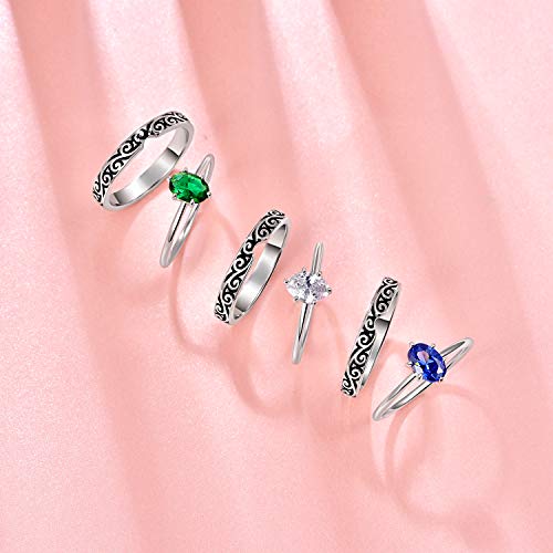 Vintage Wedding Ring Set 925 Sterling Silver 1.0ct Oval Cut Cubic Zirconia Vine Engagement Rings for Women Size 5-104