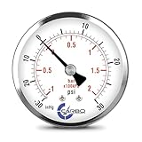 CARBO Instruments 2-1/2' Pressure Gauge, Chrome Plated Steel Case, Dry, Compound Vacuum -30 Hg - 0-30 psi Back...