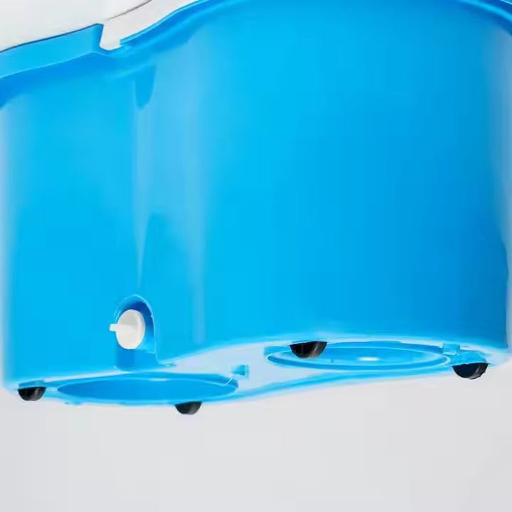 Image of TEKCOOL Premium Spin Mop with Big Wheels and Heavy Wringer | 360 Flexible Mop Bucket System for Floor Cleaning with 2 Microfiber Refills (Blue):