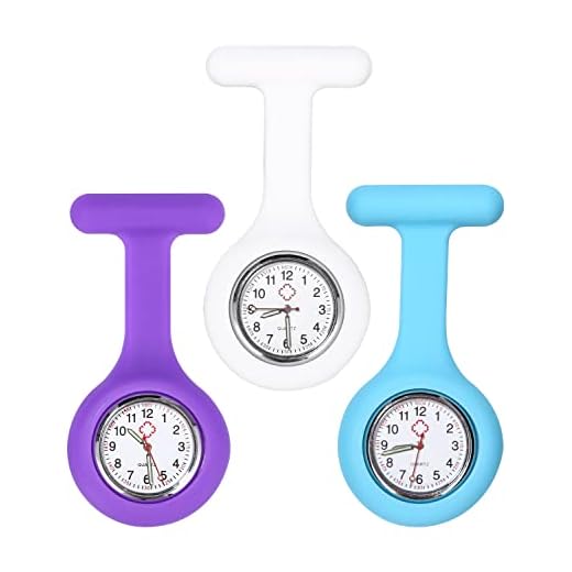 jutyum 3 Piezas Reloj Enfermera, Luz Nocturna, Reloj De EnfermeríA Broche, Gel De SíLice con Broche/Clip, Enfermero MéDico Personal De EnfermeríA Fob Broche MéDico, Reloj de Bolsillo de Silicona