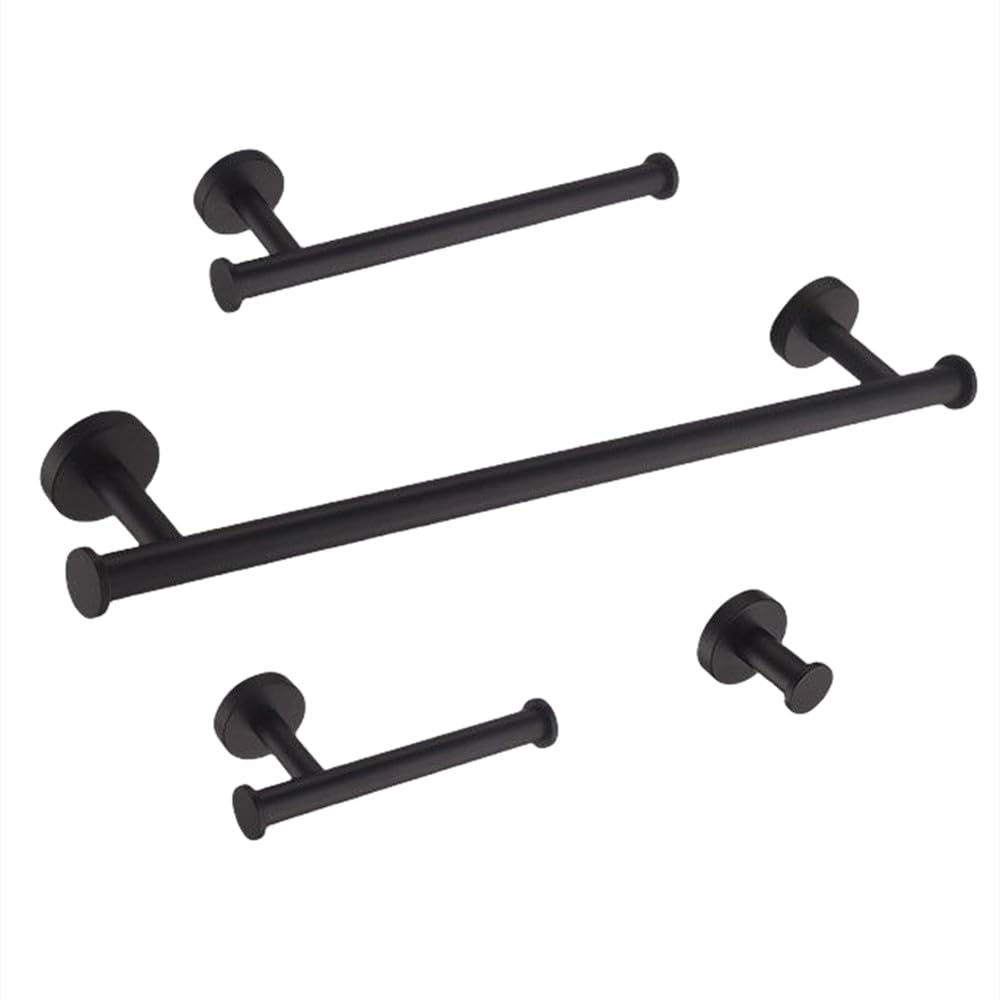 Barre Essuie-Tout et Accessoires de Salle de Bain Noir Mat pour Intérieur Moderne
