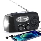 Notfallradio Kurbelradio Solarradio – Selbstbetriebenes Notfall Radio mit AM/FM-Wetterempfang, LED Taschenlampe, SOS Alarm, 2000mAh Akku, Notladefunktion für Smartphones & Kopfhöreranschluss