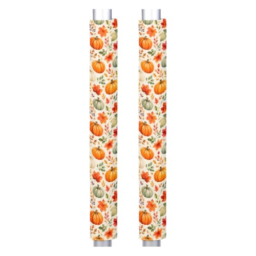 Image of Autumn Refrigerator Door Handle Covers Set of 2 Fridge Door Handle Decor | Fall Pumpkin Washable Dishwasher Mocrowave Oven Protector Handle Cover Keep Your Kitchen Appliance Clean