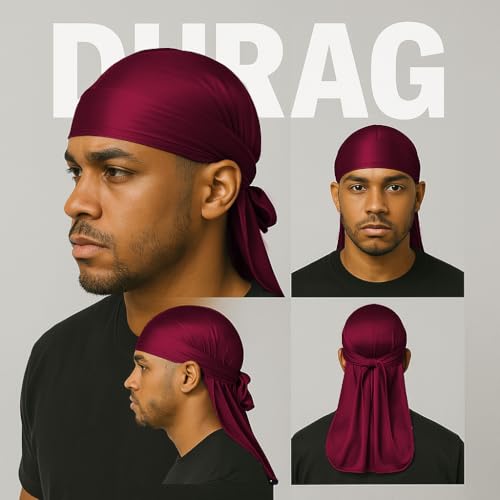 Image of Premium Durag Pack for Men, Silky Doo Rag Cap for 360 540 720 Waves