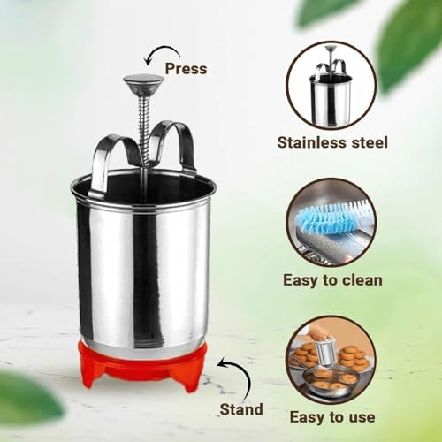 Image of Perfectly Shaped and Crispy Mendu Vada Maker: The Ultimate Medu Vada Maker Machine Medu Vada and Donut Maker Stainless Steel for HomemadeFREE Stainless Steel Garlic&Ginger Presser
