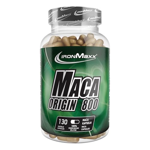 IronMaxx Maca Origin – Hochdosierte Maca Kapseln 130 Stück | 800 mg Reiner Maca Extrakt aus Peru | Vegan, Pflanzlich & Premium Qualität