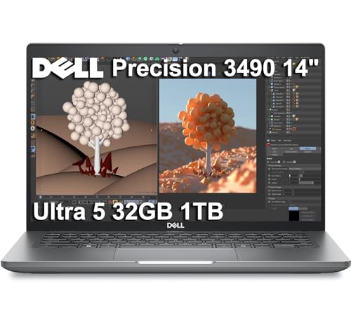Image of Dell Precision 3490 Mobile Workstation AI PC Laptop (14 inch FHD, Intel 14-Core Ultra 5 135H (> i7-1355U), 32GB DDR5 RAM, 1TB SSD) for Business, Engineer, 2x Thunderbolt 4, 1080p RGB Webcam, Win 11 Pro