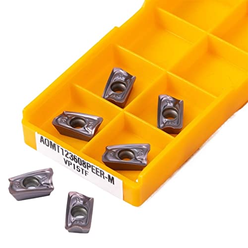 wrtgerht Inserto de carburo Herramienta de torneado Externo 10 Uds AOMT123608 Herramienta de torneado de Acero sin Acero de Metal Interno Herramienta de inserción de torneado de carburo