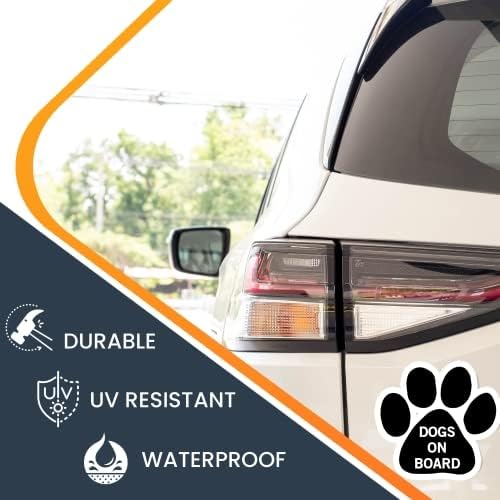 Image of Dogs on Board Pawprint Car Magnet 5 Inch, Dog Lover Gift