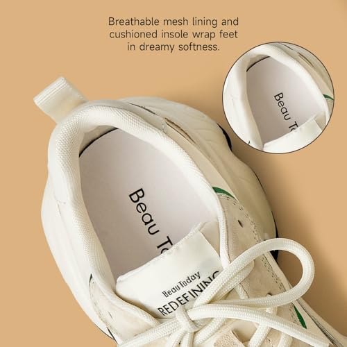 Image of BEAU TODAY Womens Chunky Sneakers, Chunky Shoes for Women, Lace up Comfortable Fashion Dad Sneaker