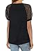 MIHOLL Women's Short Sleeve Tops Lace V Neck Waffle Knit Shirts Loose Casual Tee T-Shirt