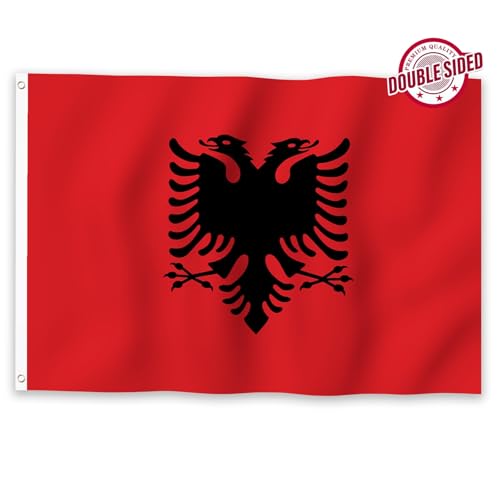 Drapeau d'Albanie double face YongFoto cousu machine extérieur - 3