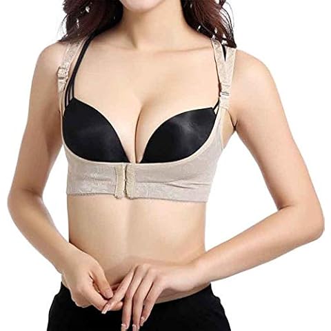 Starfit Women Push Up Cleavage Back Support Posture Corrector Magic Bra (Medium) Beige Cover