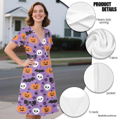 Image of Women's Summer Dresses Short Sleeve Formal Dresses with Pockets