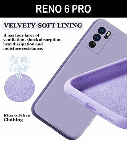 Image of A rtistque Liquid TPU Silicone Matte Shockproof Flexible with Camera Protection Soft Back Cover Case for Oppo Reno 6 Pro 5G - Purple