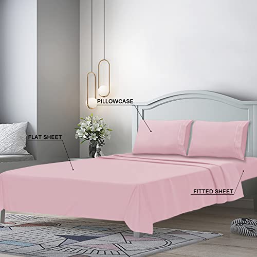 Mejoroom Full Size Sheet Set - Soft Microfiber Bed Sheets,Deep Pocket Fitted Sheet, Hypoallergenic,Wrinkle& Breathable, Fade Resistant - 4 Piece (Full, Blush Pink) #TOP5