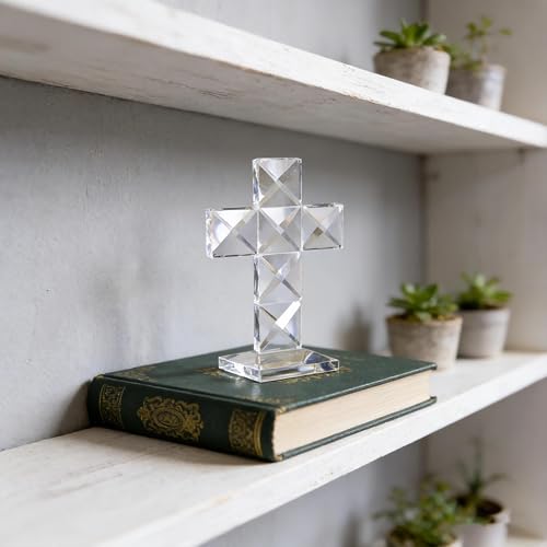 Cruz de cristal QF objeto religioso de vidrio transparente decorativo 7