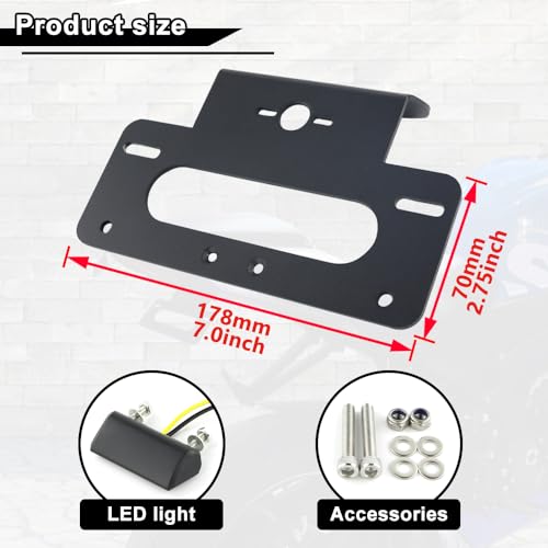 Xitomer Fender Eliminator Fit for GSXR 600/GSXR 750 2025 2024 2023 2022 2021 2020 2019 2018 2017 2016 2011-2025 GSXR600 Tail Tidy, Fender Eliminator Bracket with Led License Plate Light (Black)