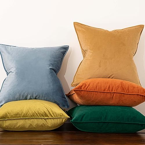 JUSPURBET 24x24 Velvet Decorative Throw Pillow Covers Set of 2,Light Blue by JUSPURBET - Used condition - Image 2