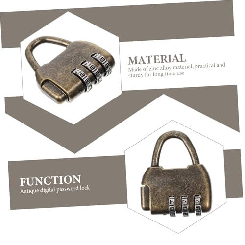 HANABASS 4個 アンティークスル字ダイヤル錠 耐久性の亜合製 木箱 ジュエリーボックス 家具用防犯南京錠 レトロな装飾と実用性を兼ね備えた