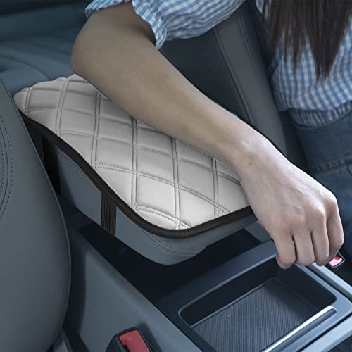 Image of FH Group Neosupreme White Diamond Pattern Center Console Pad - Water-Resistant Armrest Cover Protector for Cars, SUVs & Trucks