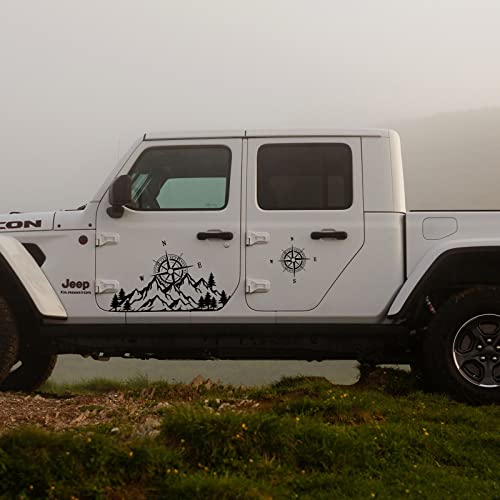 Infunly Compass And Mountain Car Hood Sticker Auto Body Side Sticker Self-Adhesive Car Hood Decal Waterproof Vinyl Graphics Decals For Universal Car Truck Rv Suv Off-Road Vehicles Exterior #TOP3