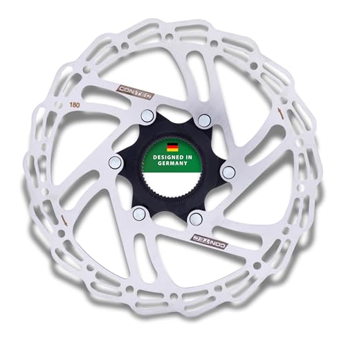 CONTEC Fahrrad-Bremsscheibe CDR-CLE, 180mm 185g, Aluminium-Spider, Center Lock, E-Bike kompatibel, Edelstahl, hitzebeständig, einfache Montage, silber