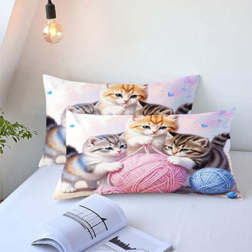 Parure de couette 240x260 cm avec drap microfibre chat en laine - 5