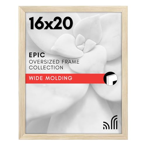 Americanflat 16x20 Picture Frame with Polished Plexiglass - Wide Picture Frames Made of Engineered Wood for Vertical or Horizontal Wall Display - Epic Collection - Natural Oak